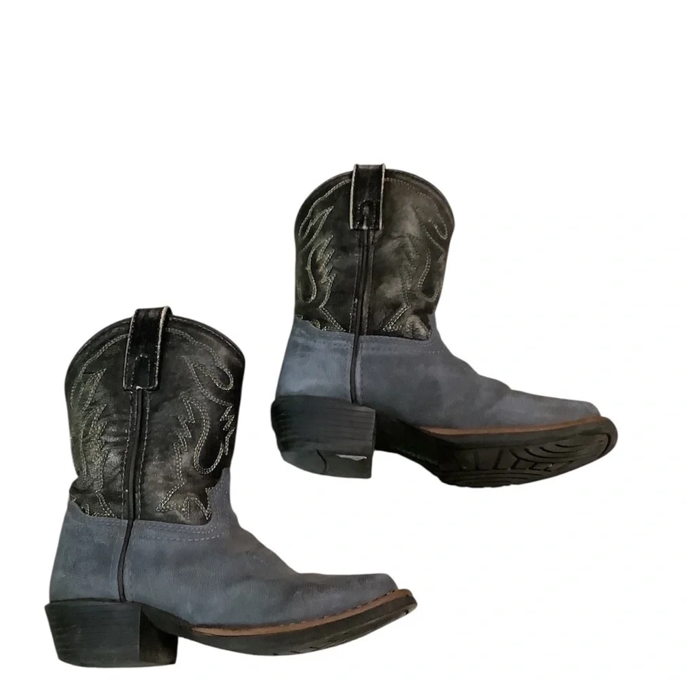 Kids Black and Gray Cowboy Boots
